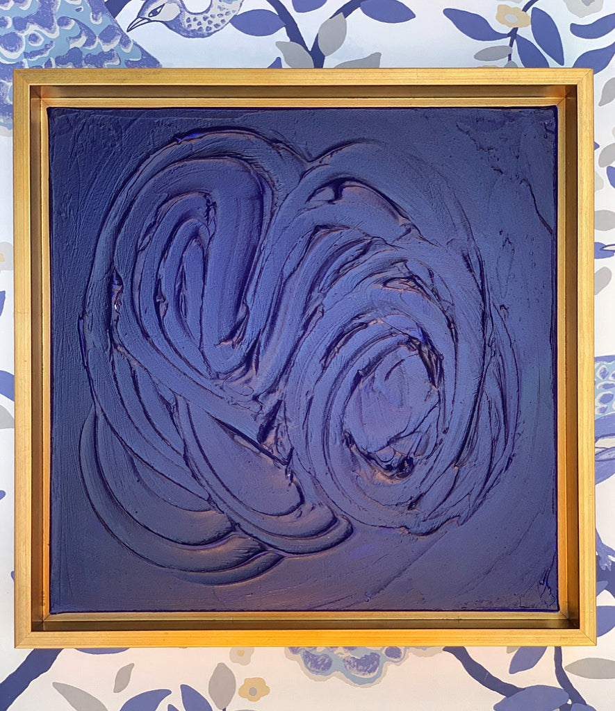 On hold - Navy Blue Sculptural Painting