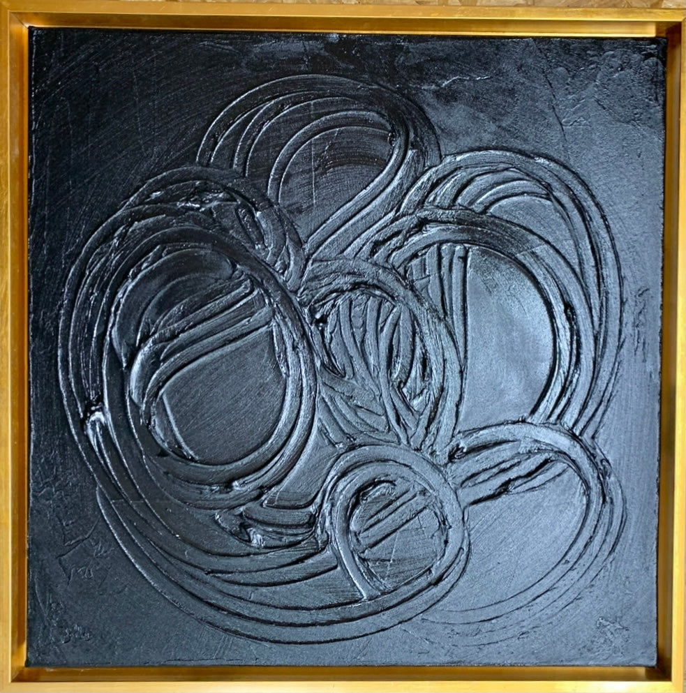 Original Black Sculptural Painting