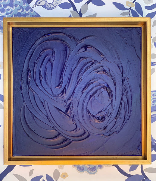 On hold - Navy Blue Sculptural Painting 
