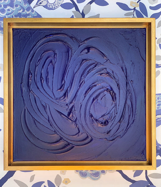 On hold - Navy Blue Sculptural Painting